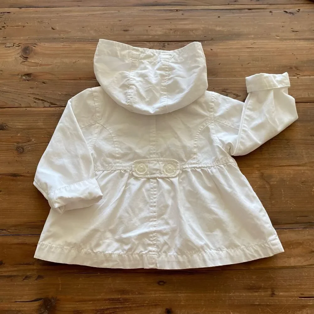 Gap Jacket White Flared Hooded Cotton Pea Coat Toddler Size 2 Year